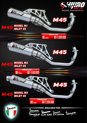 Shijiro Racing Exhaust Type M45 SERIES For Vespa 2v/3v & IGET