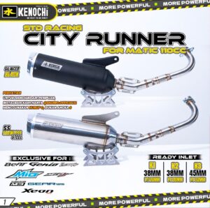 KENOCHI RACING EXHAUST - TYPE STD RACING CITY RUNNER FOR MIO,BEAT, DLL (BLACK & SS SERIES)